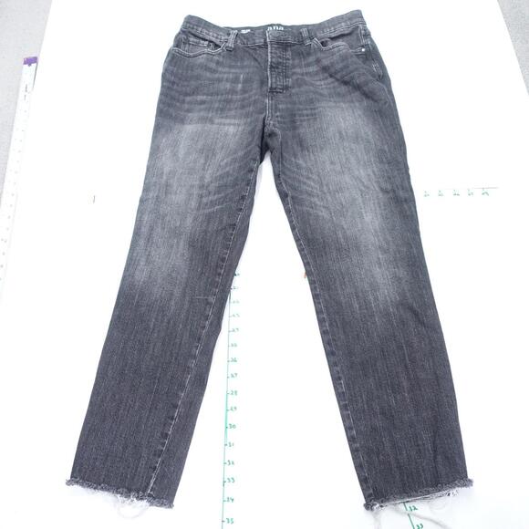 a.n.a A New Approach Straight Jeans Womens 12 Charcoal Gray High Rise Frayed Hem - Picture 1 of 8